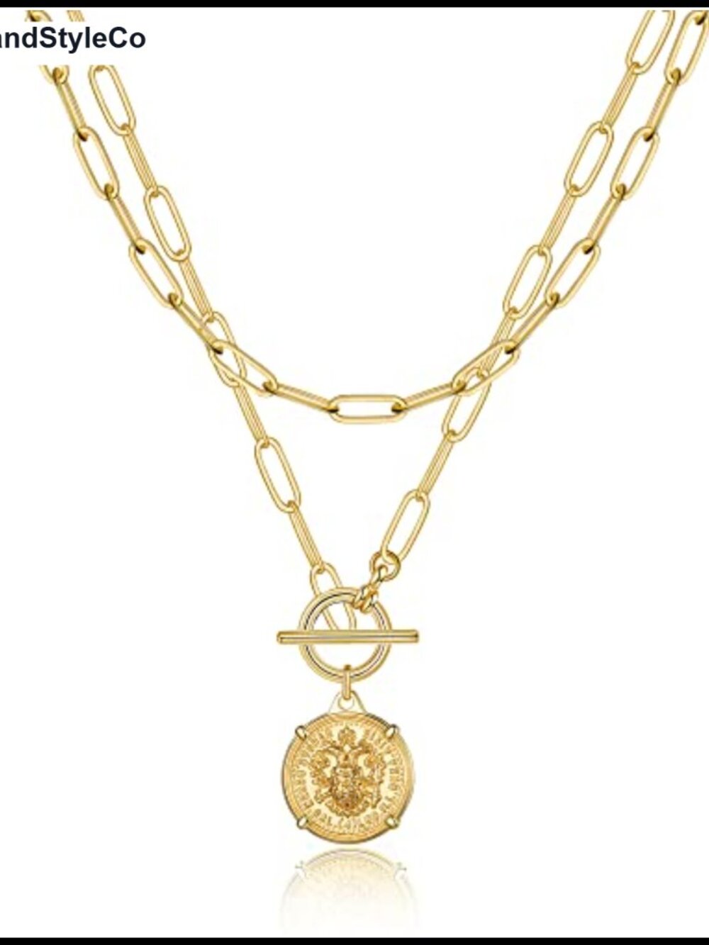 14K Gold-Plated Layered Medallion Necklace for Women